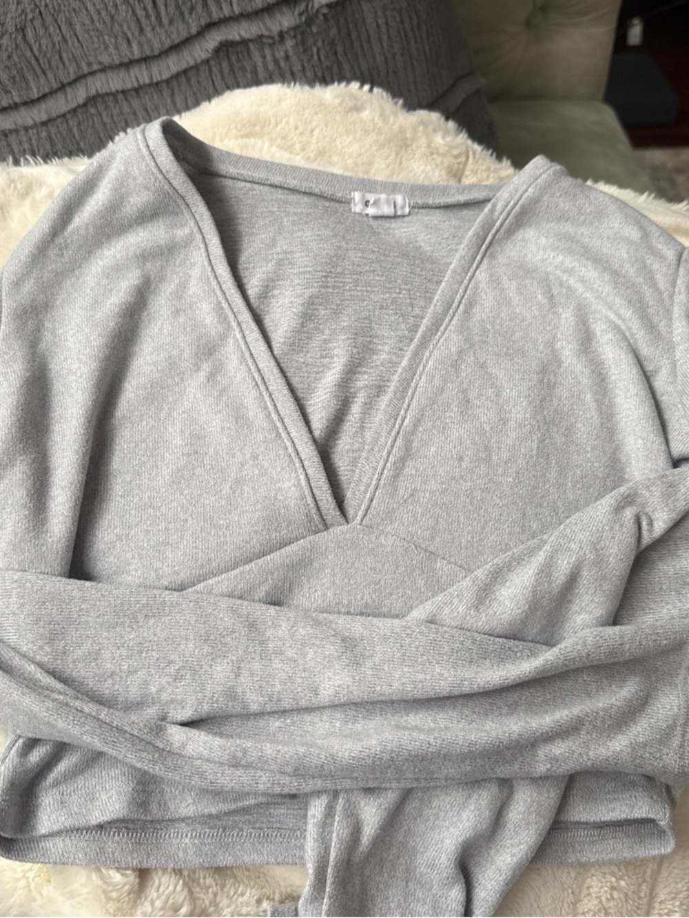 Garage Light Gray V-Neck Knit Top
